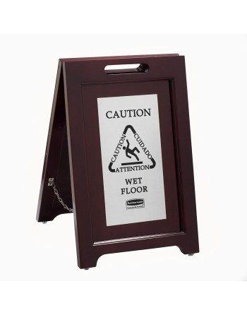 Exec Wooden Multi-Lingual Caution Sign 2-Sided - Silver, 1/EA - [Cleaning Supplies Canada Discounts] - 1867508 - [DefendUse.com]