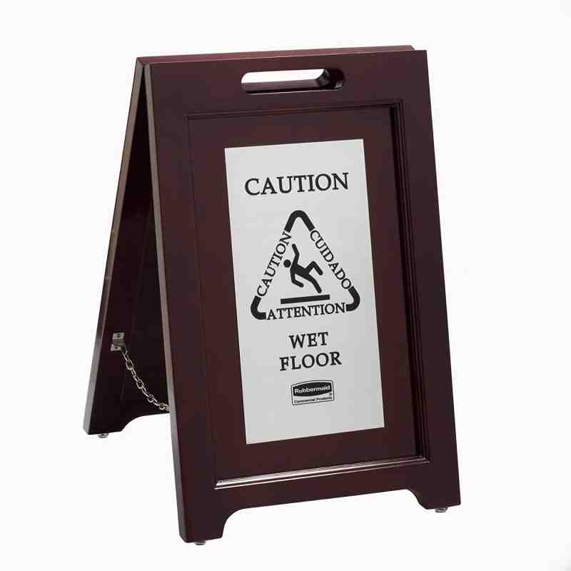 Exec Wooden Multi-Lingual Caution Sign 2-Sided - Silver, 1/EA - [Cleaning Supplies Canada Discounts] - 1867508 - [DefendUse.com]