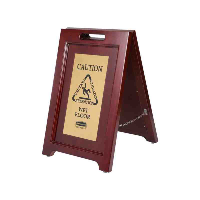 Exec Wooden Multi-Lingual Caution Sign 2-Sided - Gold, 1/EA - [Cleaning Supplies Canada Discounts] - 1867507 - [DefendUse.com]