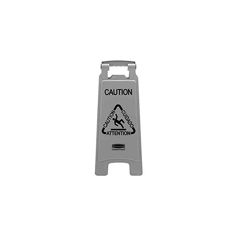 EXECUTIVE SERIES™ MULTILINGUAL "CAUTION" SIGN, 2 SIDED, 26", GRAY - [Cleaning Supplies Canada Discounts] - 1867506 - [DefendUse.