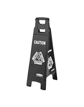 Exec Multi-Lingual Caution Sign 4-Sided - Black[6114], 6/EA - [Cleaning Supplies Canada Discounts] - 1867509 - [DefendUse.com]