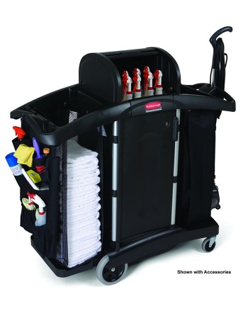 Rubbermaid FG9T7800BLA Executive Series High Security Housekeeping Cart, Black, - [DefendUse.com] - FG9T7800BLA - Executive Seri