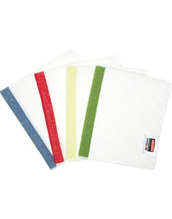 Rubbermaid 1805730 HYGEN Sanitizer Safe 16" x 19" White Microfiber Cloth with Green Stripe - 24/Pack - [DefendUse.com] - 1805730