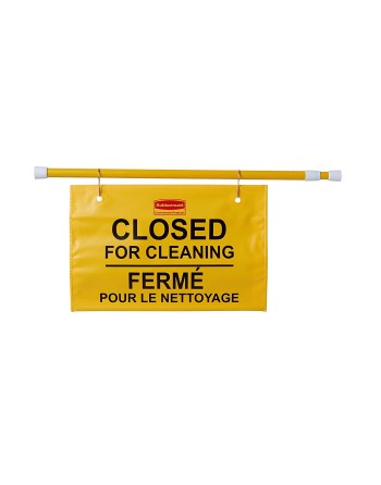 RUBBERMAID FG9S1600YEL Yellow Hanging Site Safety Sign with Multi-Lingual Closed for Cleaning Imprint () - [DefendUse.com] - FG9