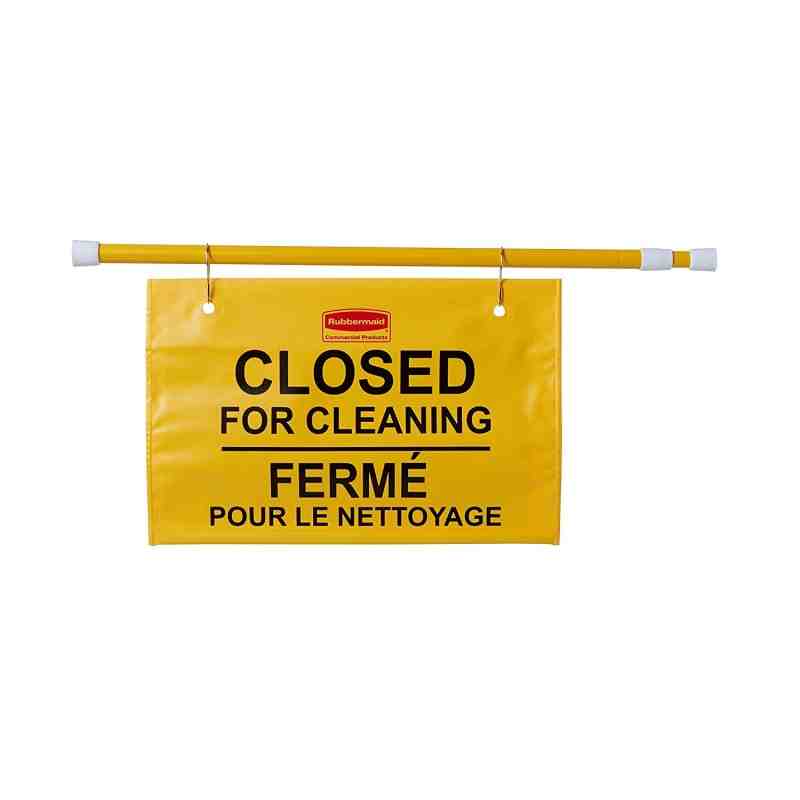 RUBBERMAID FG9S1600YEL Yellow Hanging Site Safety Sign with Multi-Lingual Closed for Cleaning Imprint () - [DefendUse.com] - FG9