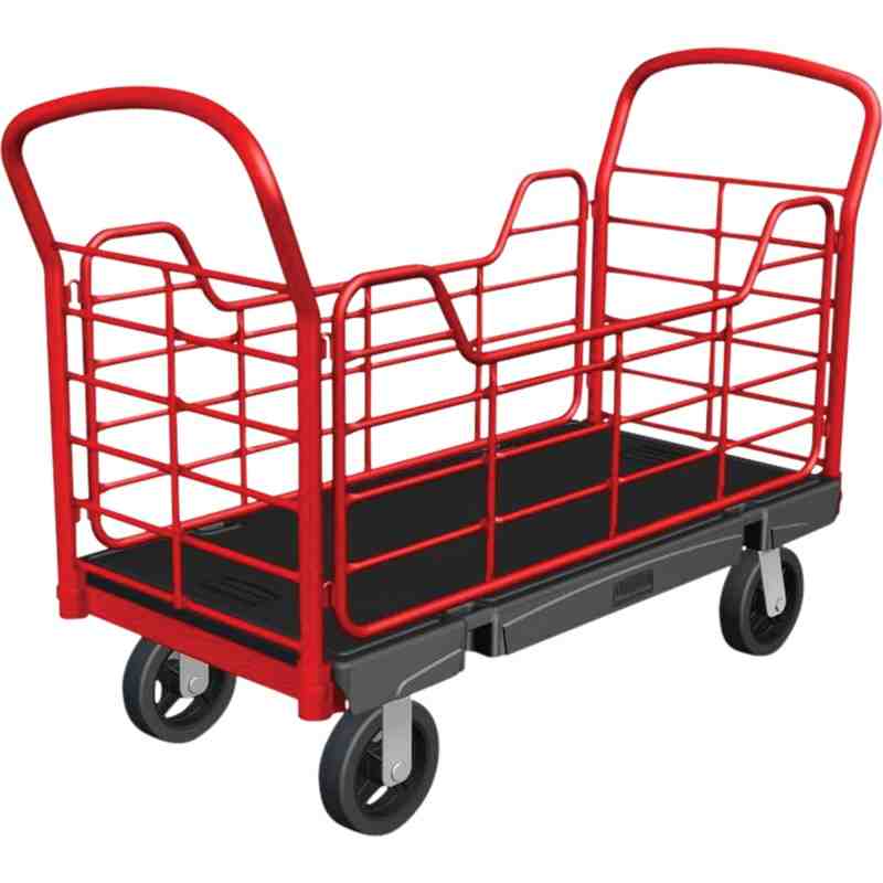 RUBBERMAID  Side Panel Platform Trucks, 48" L x 24" W, 2000 lbs. Cap., Polyolefin Wheels - [Cleaning Supplies Canada Discounts] 