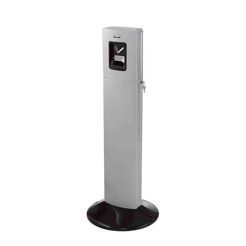 RUBBERMAID R93400SM Metropolitan Smokers' Station, Outdoor, Stainless Steel, 1.6 US gal. Capacity, 42-4/5" Height - [DefendUse.c