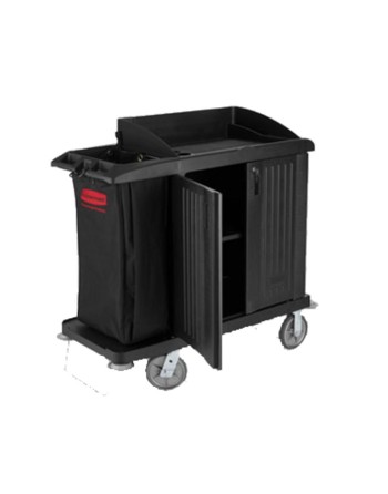 Rubbermaid FG619200BLA Classic Compact Housekeeping Cart with Doors - [Cleaning Supplies Canada Discounts] - FG619200BLA - [Defe