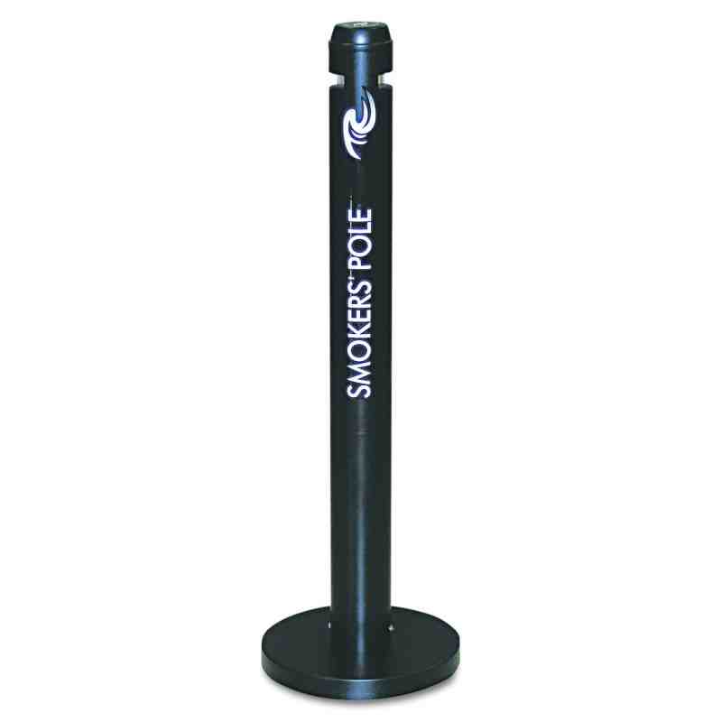 RUBBERMAID R1BK Smokers' Pole Cigarette Receptacle, Outdoor, Aluminum, 41" Height - [DefendUse.com] - FGR1BK - Smoking/Cigarette