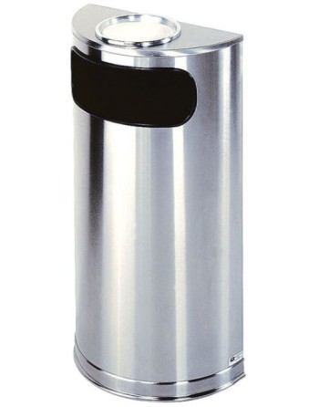 Rubbermaid FGSO8SUSSSPL Metallic Half Round Satin Stainless Steel Waste Receptacle and Urn Cap Ash Tray 9 Gallon - [DefendUse.co