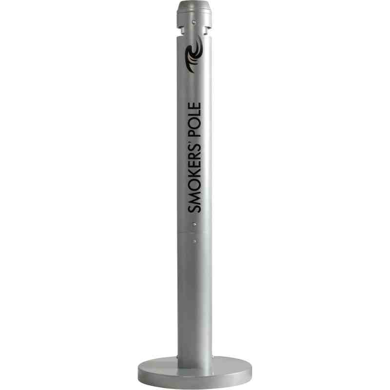 RUBBERMAID  Smokers' Pole Cigarette Receptacle, Outdoor, Aluminum, 41" Height - [DefendUse.com] - FGR1SM - Smoking/Cigarette Rec