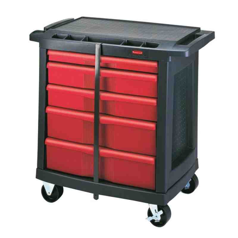 RUBBERMAID FG773488BLA 5-Drawer Mobile Work Centre, Plastic Surface - [DefendUse.com] - FG773488BLA - Rubbermaid Commerical Prod