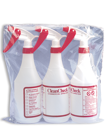 TOLCO Clean Check 3 Pack Bottles with Sprayers, 4.5" Height, 11   Width, 24 oz. Capacity, Red/White - [Cleaning Supplies Canada 