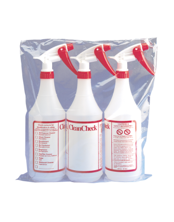 TOLCO Clean Check 3/Pack Bottles with Sprayers, 4.5" Height, 12.5  " Width, 32 oz. Capacity, Red/White - [Cleaning Supplies Cana