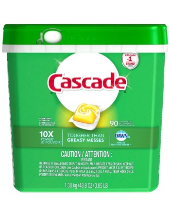 Cascade® 37000-98120 2 In 1 Action Pacs, Dishwashing Detergent, Lemon, Case of 3, 90ct - [DefendUse.com] - 37000-98120 - Dishwas