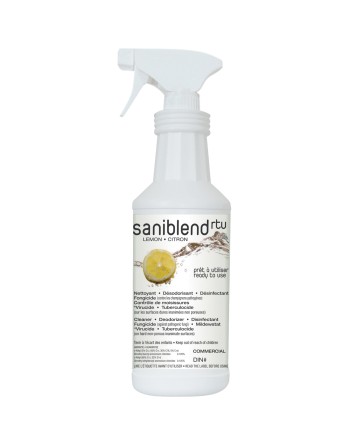 SAFEBLEND  SaniBlend™ Ready-To-Use Disinfectant & Sanitizer, Trigger Bottle Container Size: 950 ml, Lemon - [DefendUse.com] - SR