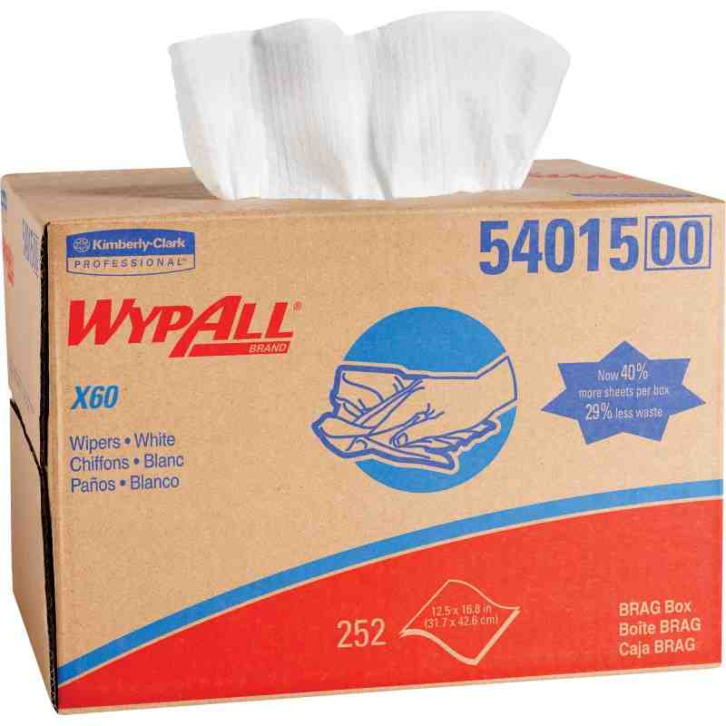 KIMBERLY-CLARK 54015 X60 Wipers, All-Purpose, 17" L x 11" W Colour: White Sheets/Box: 252 - [DefendUse.com] - 54015 - WYPALL® Wi