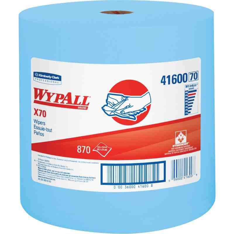 KIMBERLY-CLARK  X70 Wipers, Heavy-Duty, 13-2/5" L x 12-1/2" W,  Sheets/Case: 870870/Roll - [DefendUse.com] - 41611 - WYPALL® Wip