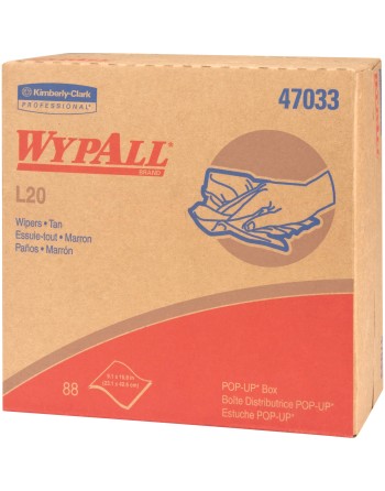 Kimberly Clark 47033 WypAll® L20 2 Ply Cleaning Wipes, 9.1" W x 16.8" L, 88 Sheet/Box, 10 Box/Case, 880 Sheet/Case - [DefendUse.