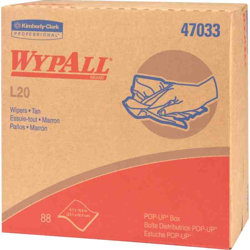 Kimberly Clark 47033 WypAll® L20 2 Ply Cleaning Wipes, 9.1" W x 16.8" L, 88 Sheet/Box, 10 Box/Case, 880 Sheet/Case - [DefendUse.