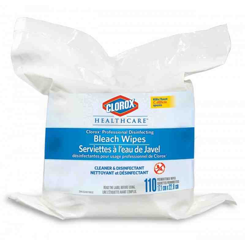 Clorox Commercial Sol Bleach Wipes Refill - 2 Bags x 110ct Wipes - 2